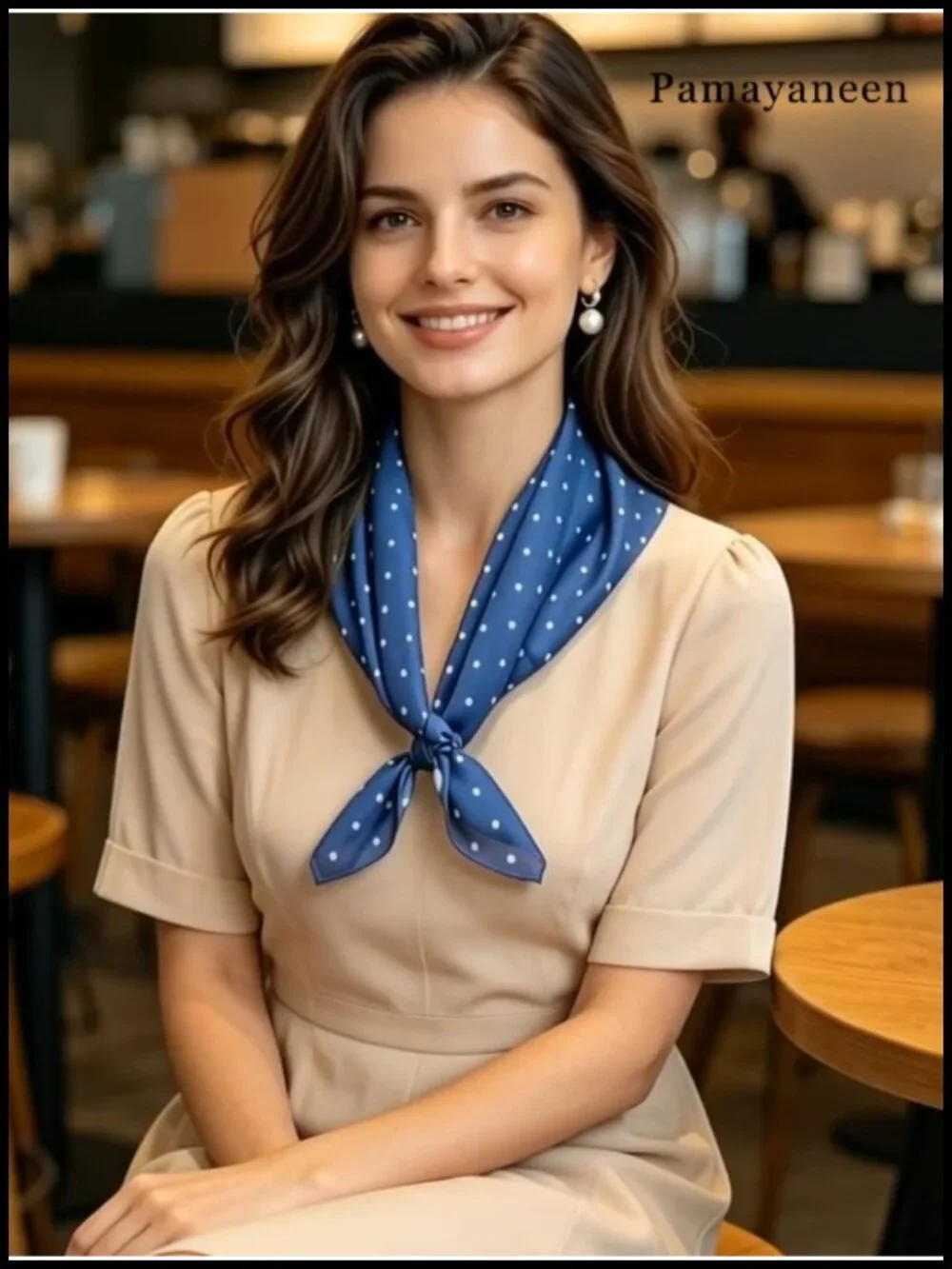 Polka Dot Square Scarf Women Neck Head Wrap Hair Accessory